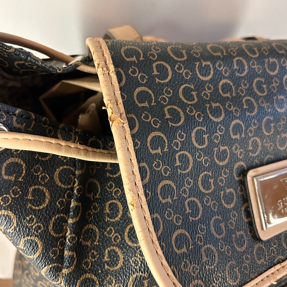 GUESS Monogram Drawstring Backpack — Brown + Tan - Picture 10 of 10